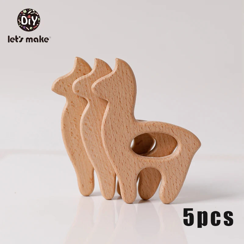 5pcs Wooden Baby Teether Set