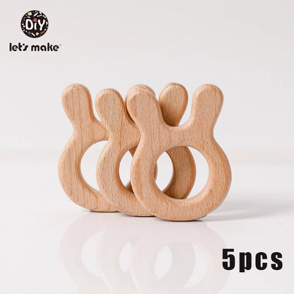 5pcs Wooden Baby Teether Set