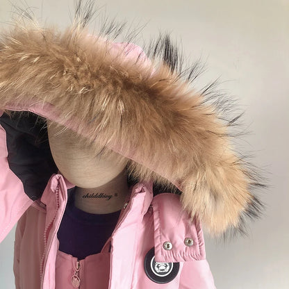 Down Snow Suit Jacket with Fur Collar