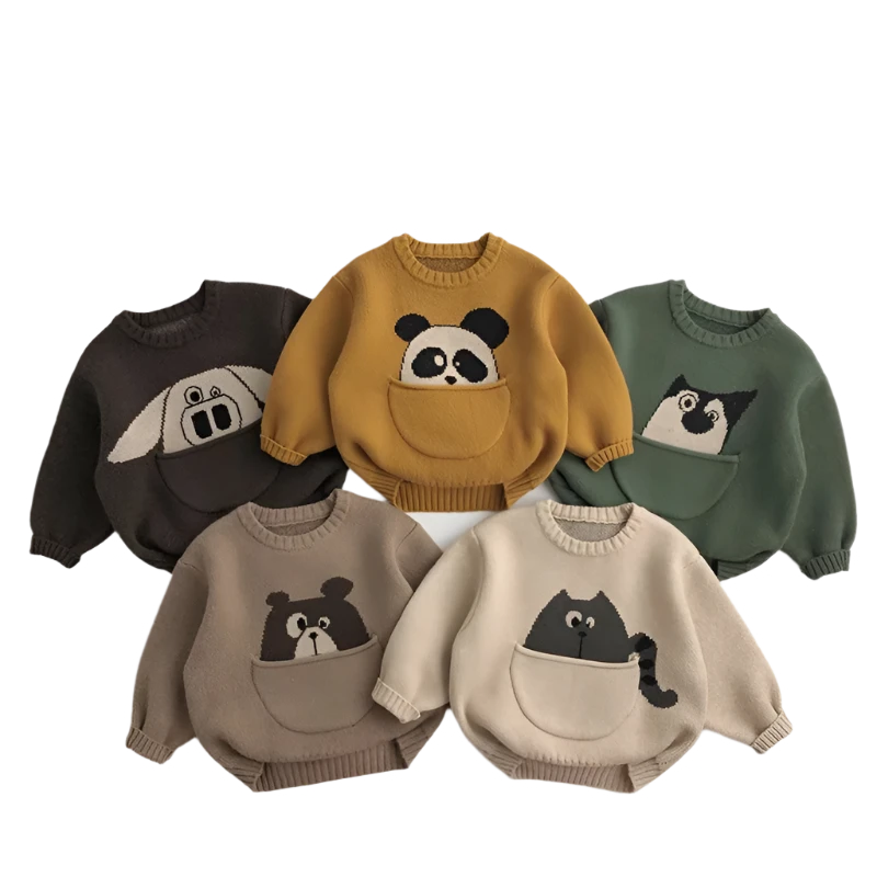 Kids Cartoon Knit Pullover