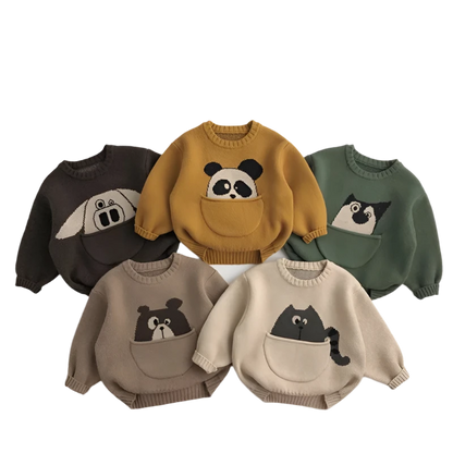 Kids Cartoon Knit Pullover