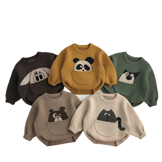 Kids Cartoon Knit Pullover