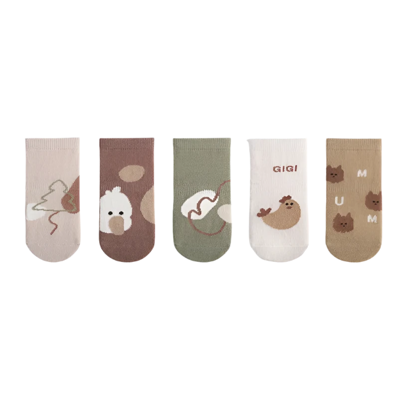 5pcs Warm Anti-Slip Socks Animals