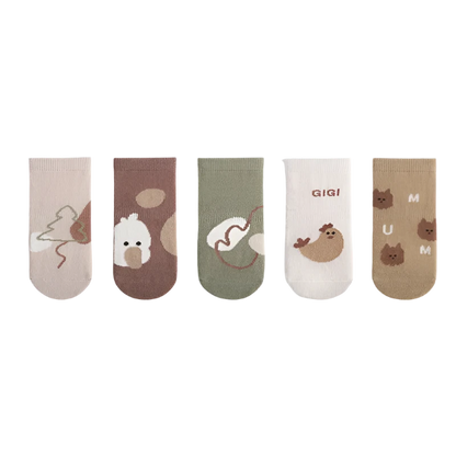 5pcs Warm Anti-Slip Socks Animals