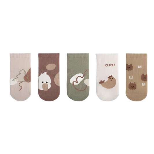 5pcs Warm Anti-Slip Socks Animals