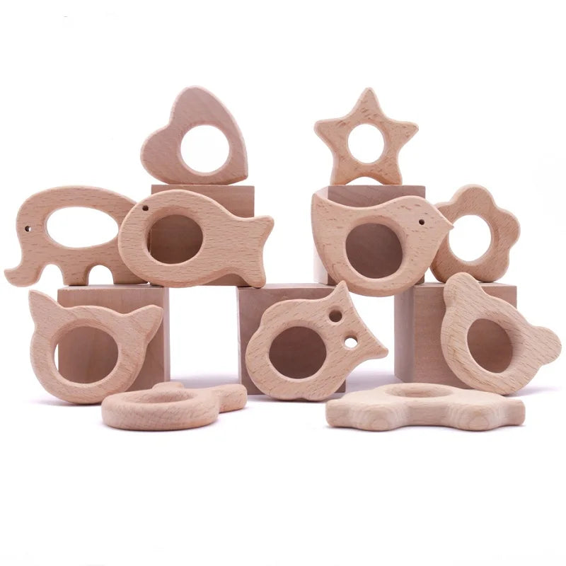 5pcs Wooden Baby Teether Set