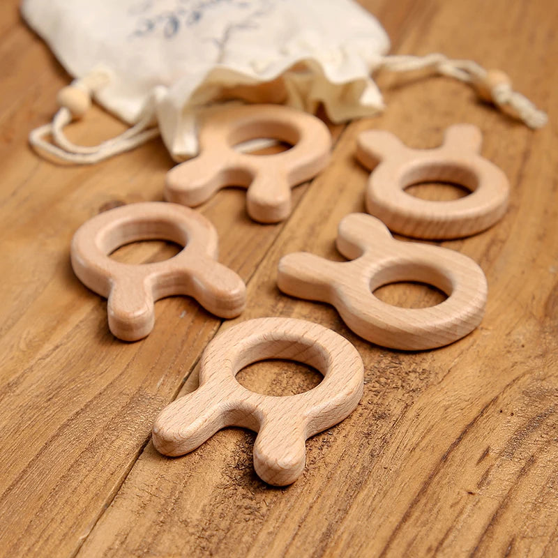 5pcs Wooden Baby Teether Set