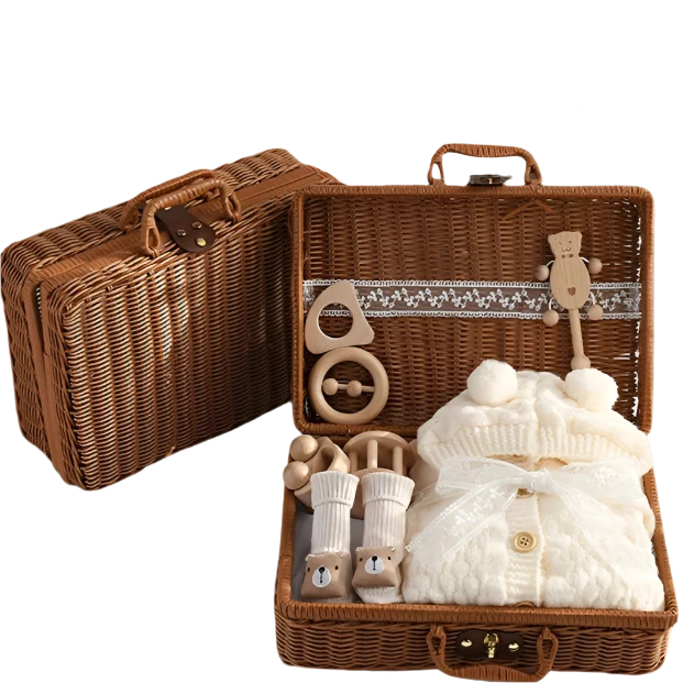 Organic Cotton Baby Gift Set Hamper Basket