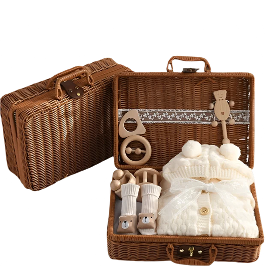 Organic Cotton Baby Gift Set Hamper Basket