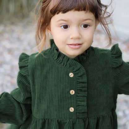 Chic Ruffled Corduroy Dress