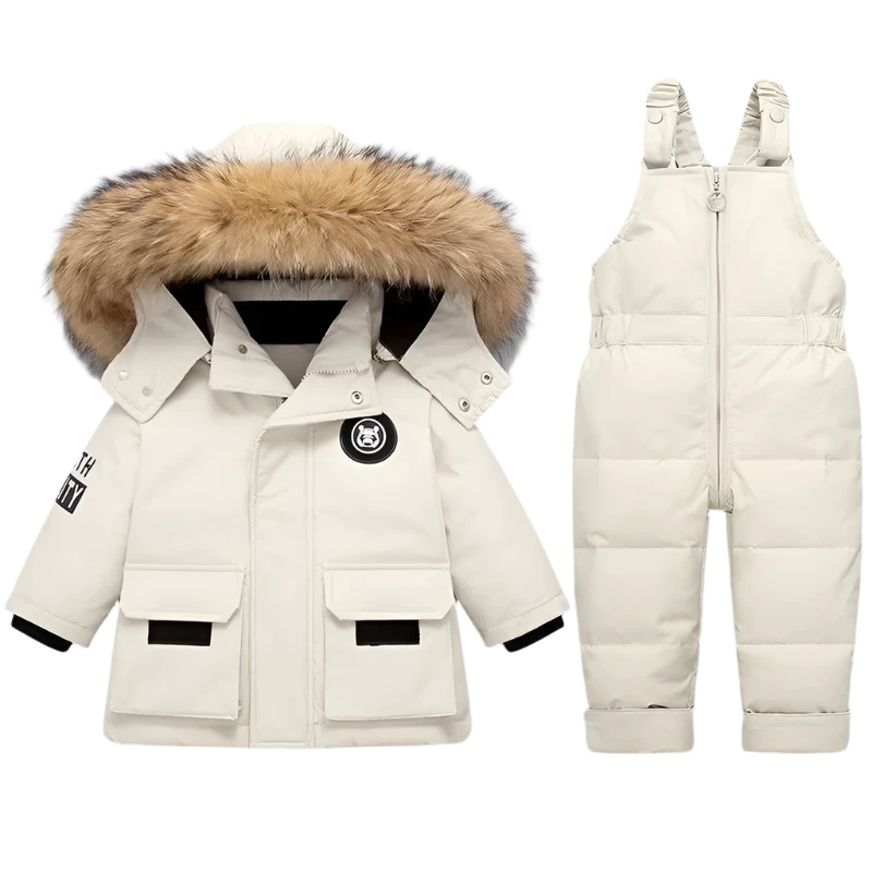 Down Snow Suit Jacket with Fur Collar