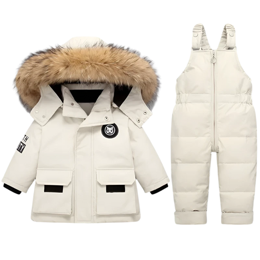 Down Snow Suit Jacket with Fur Collar