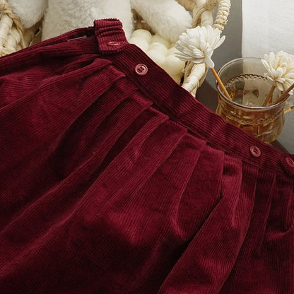 Corduroy Pleated Skirt