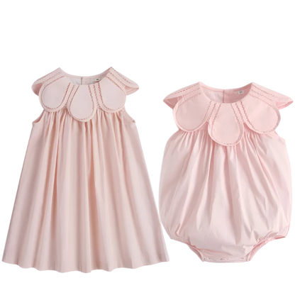 Pink Ruffle Cotton Dress and Romper