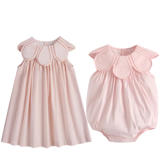 Pink Ruffle Cotton Dress and Romper