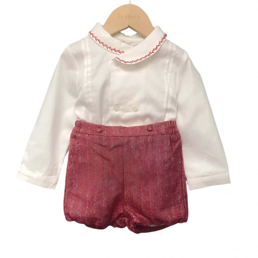 Classic Boys' Red Wool Shorts Set