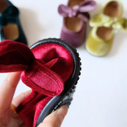 Velvet Bowknot Princess Flats