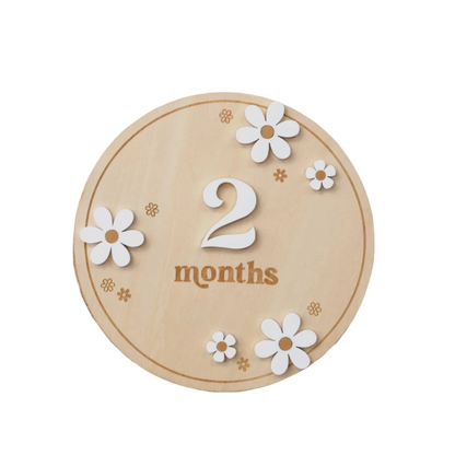 White Daisy Baby Milestone Wooden Photo Prop