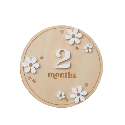 White Daisy Baby Milestone Wooden Photo Prop