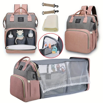 Multifunctional Diaper Bag – Lightweight Travel Backpack with Portable Crib