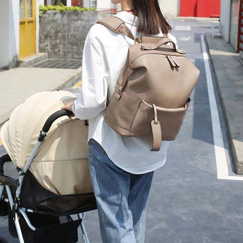 Multifunction Premium Vegan Leather Diaper Bag