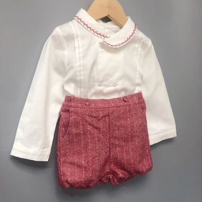 Classic Boys' Red Wool Shorts Set