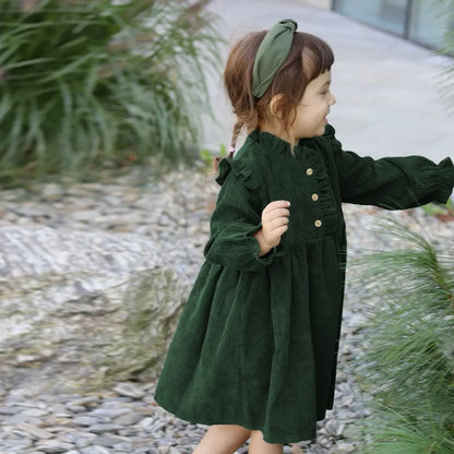 Chic Ruffled Corduroy Dress