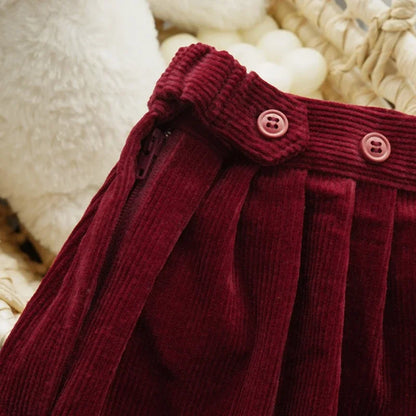 Corduroy Pleated Skirt