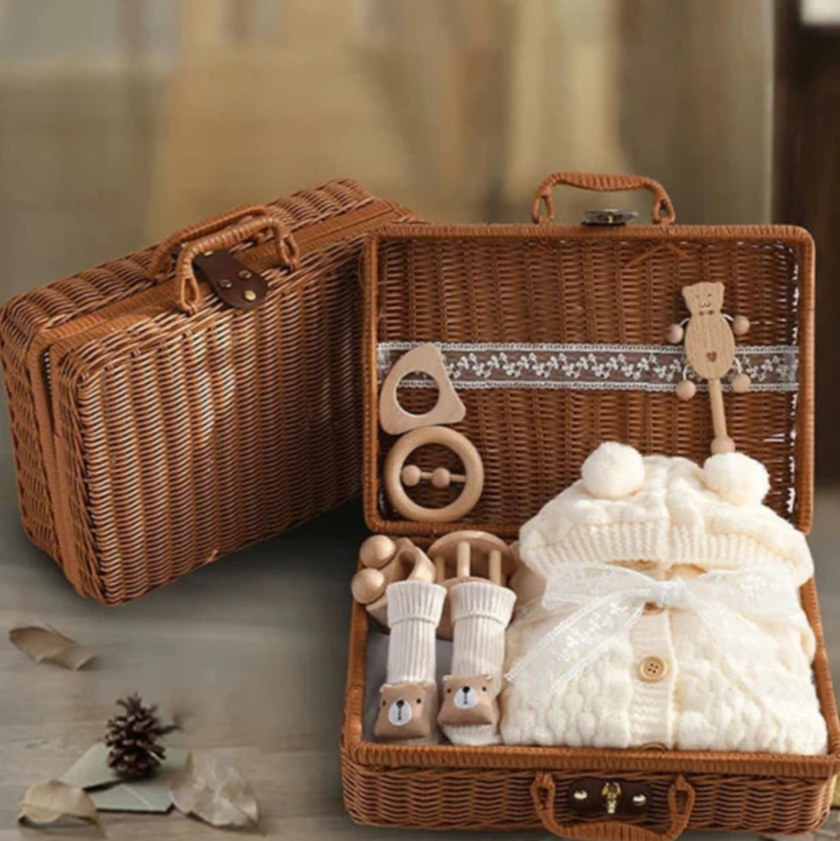 Organic Cotton Baby Gift Set Hamper Basket