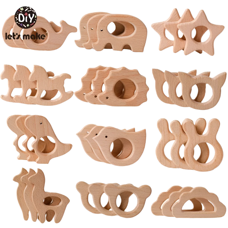 5pcs Wooden Baby Teether Set