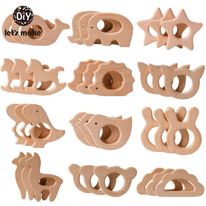 5pcs Wooden Baby Teether Set