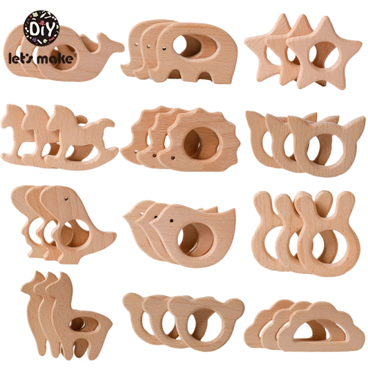 5pcs Wooden Baby Teether Set