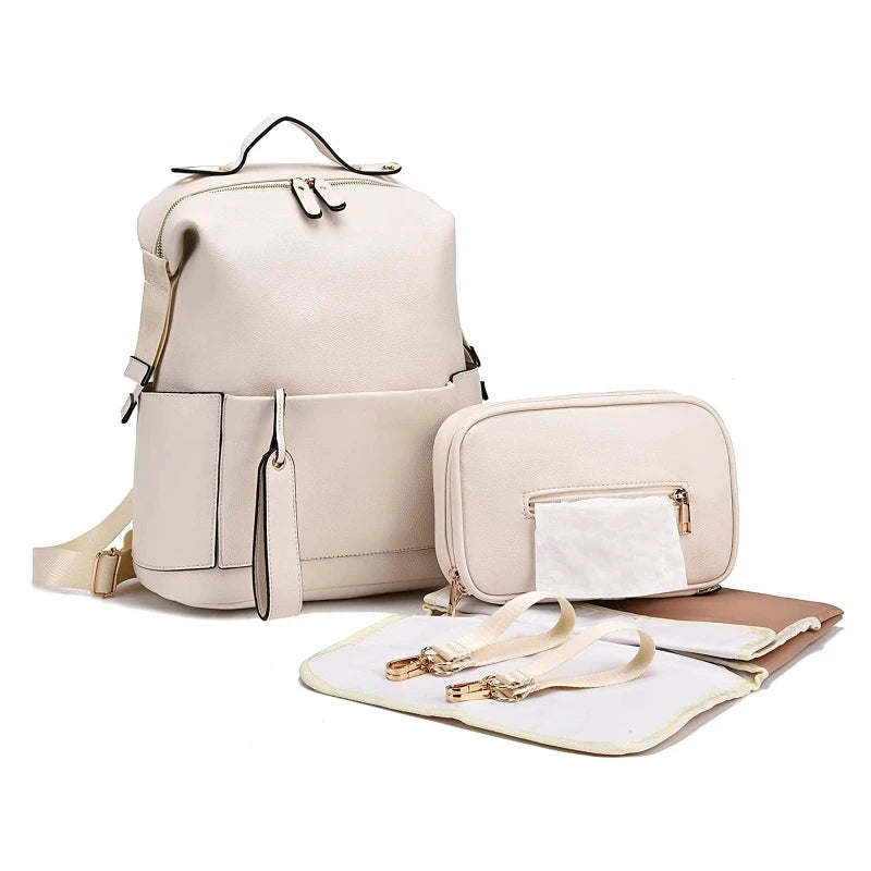 Multifunction Premium Vegan Leather Diaper Bag