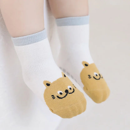 3pcs Warm Anti-Slip Baby Bear Animal Socks